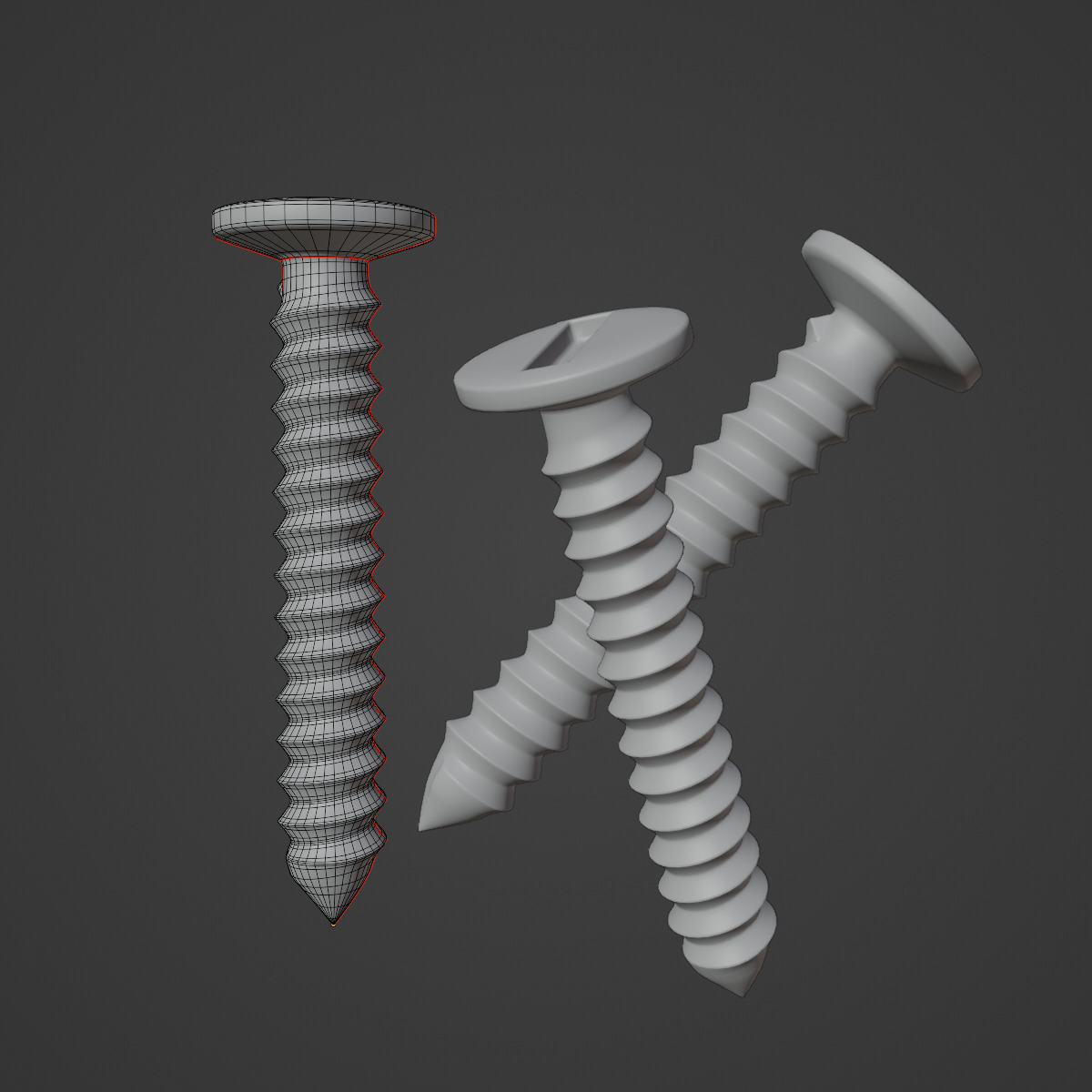 Aluminium Screw Set Low-poly 3D model_14