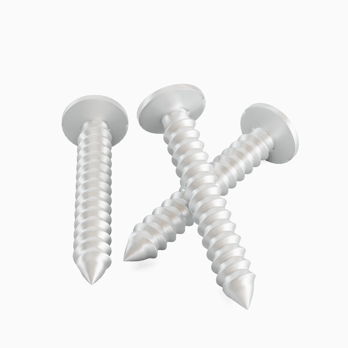 Aluminium Screw Set Low-poly 3D model_1