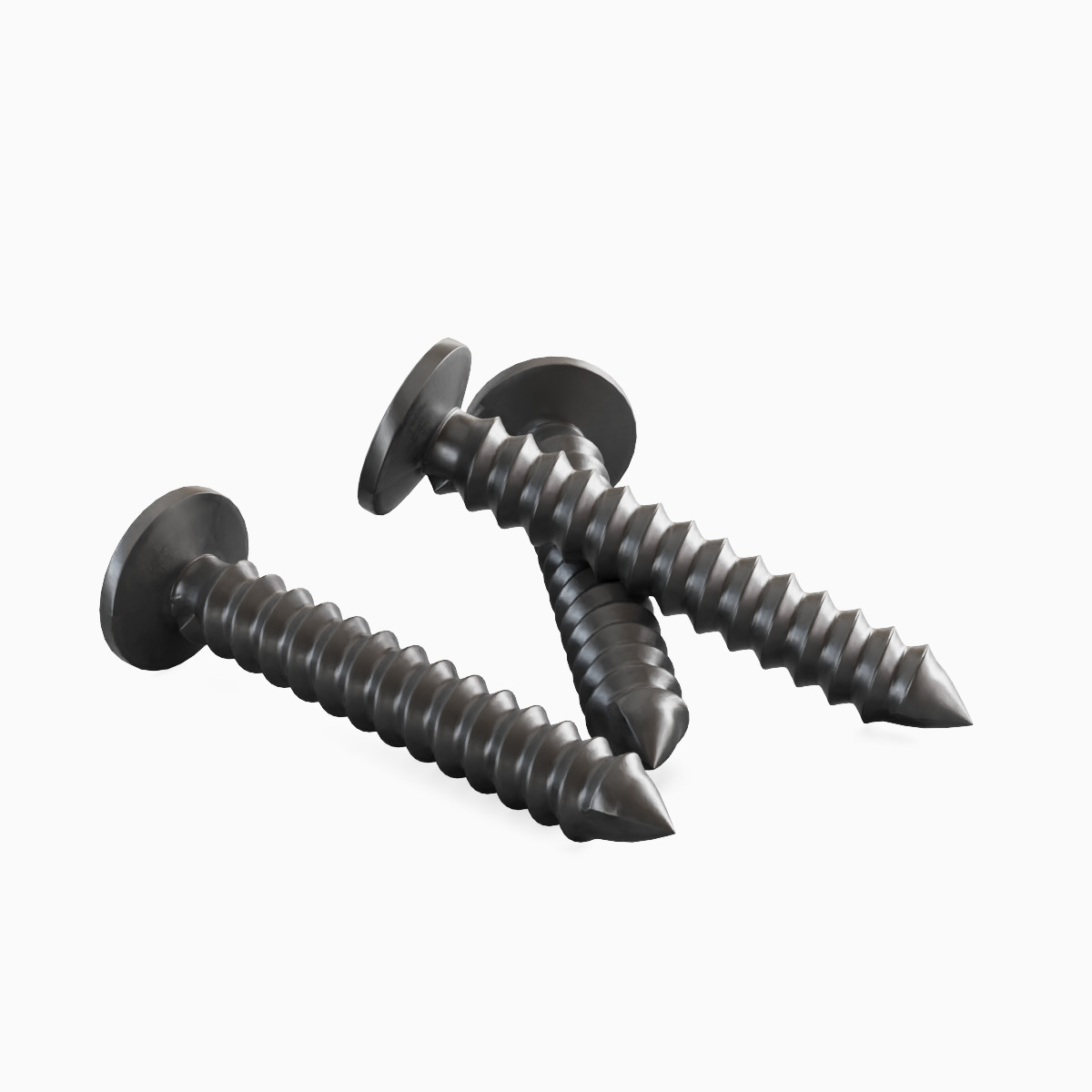 Aluminium Screw Set Low-poly 3D model_8