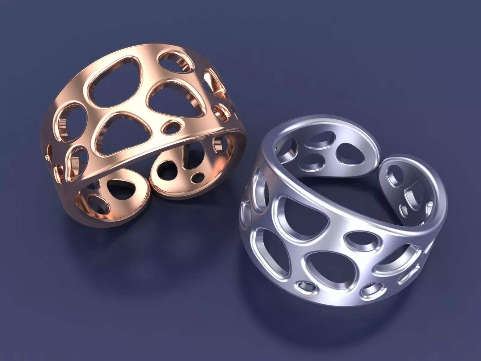 Statement Structure Rows Gold Ring CAD Design Inspired By Nature 3D print model_0