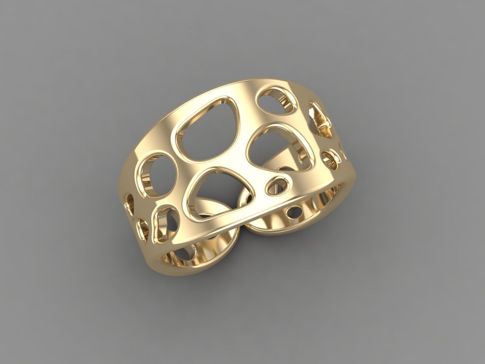 Statement Structure Rows Gold Ring CAD Design Inspired By Nature 3D print model_3