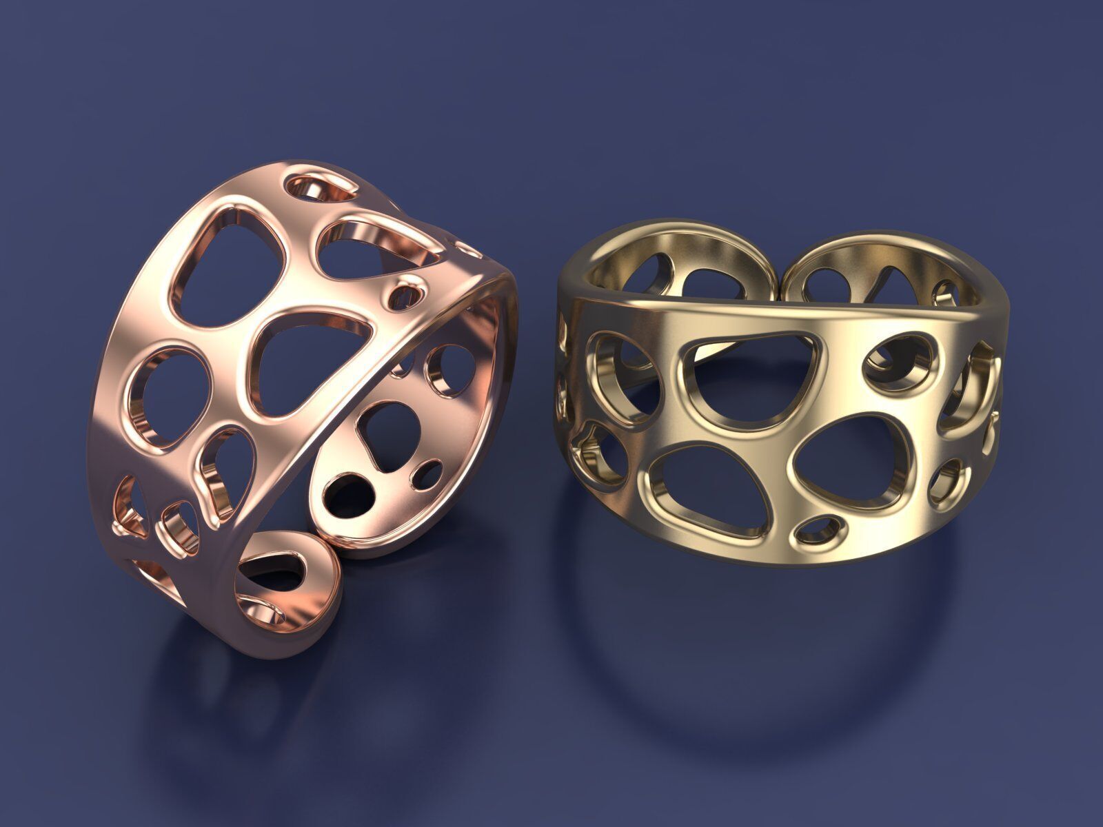Statement Structure Rows Gold Ring CAD Design Inspired By Nature 3D print model_4