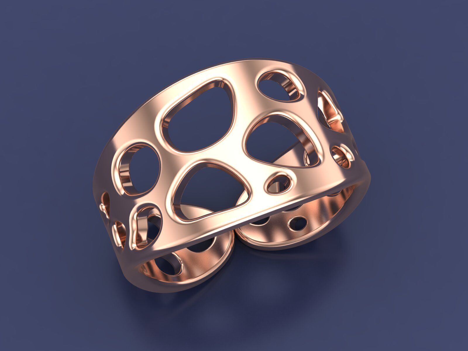 Statement Structure Rows Gold Ring CAD Design Inspired By Nature 3D print model_5