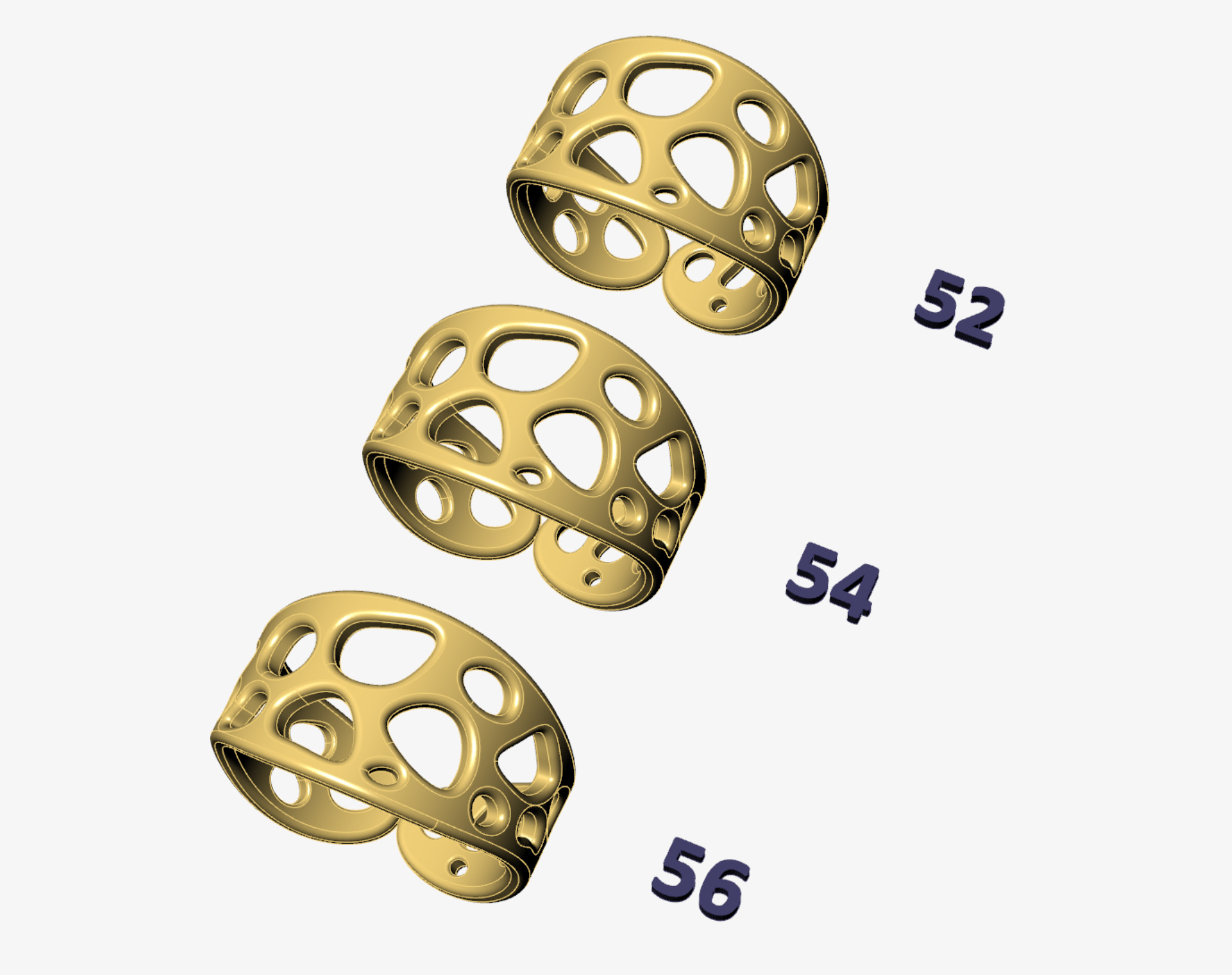 Statement Structure Rows Gold Ring CAD Design Inspired By Nature 3D print model_10