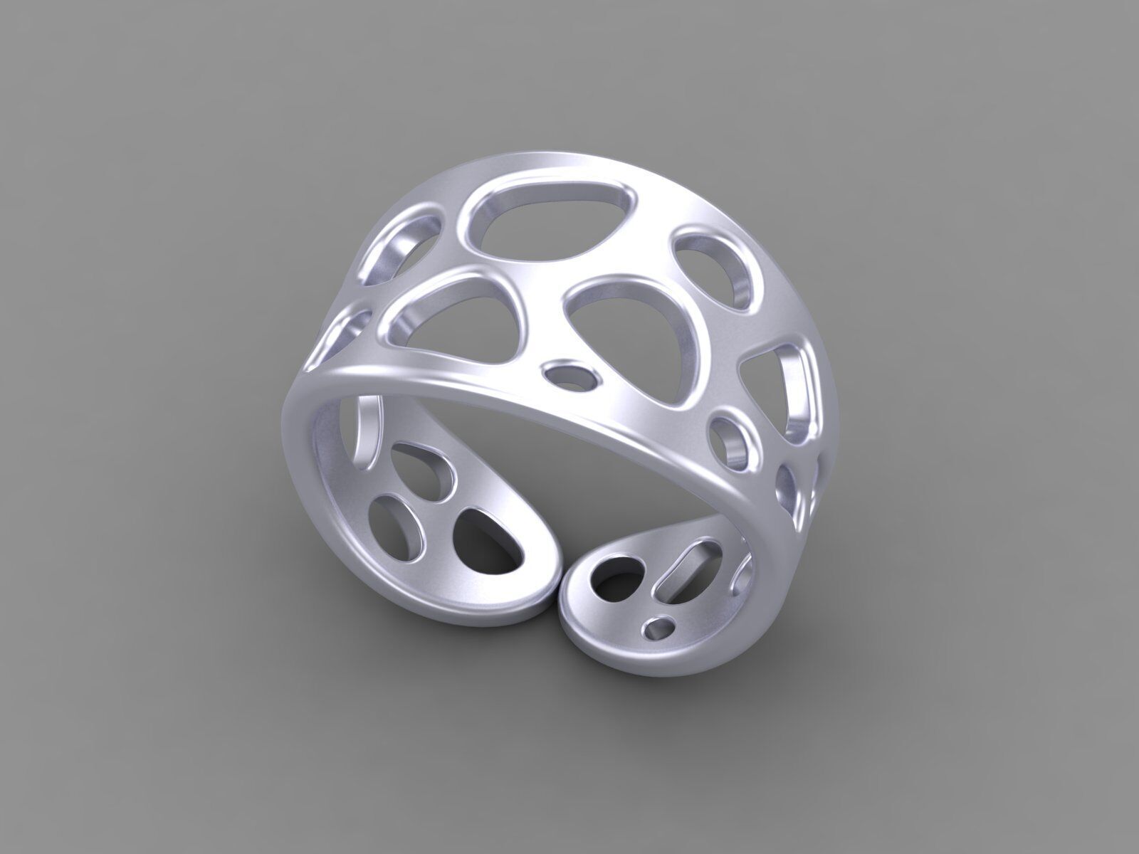 Statement Structure Rows Gold Ring CAD Design Inspired By Nature 3D print model_6