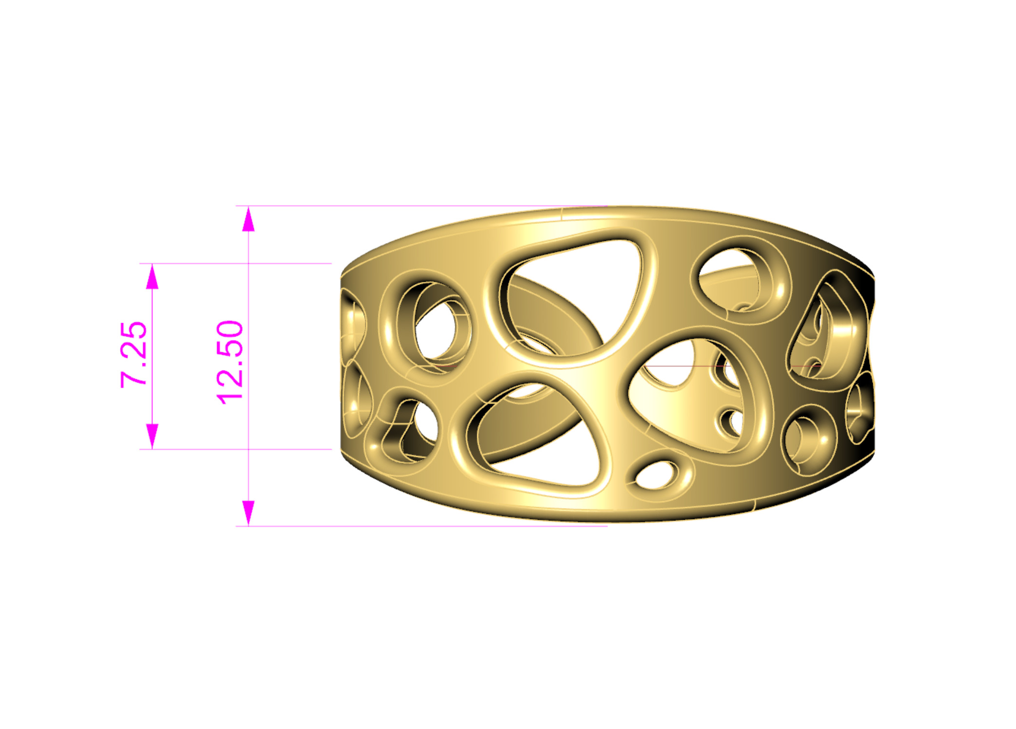 Statement Structure Rows Gold Ring CAD Design Inspired By Nature 3D print model_12