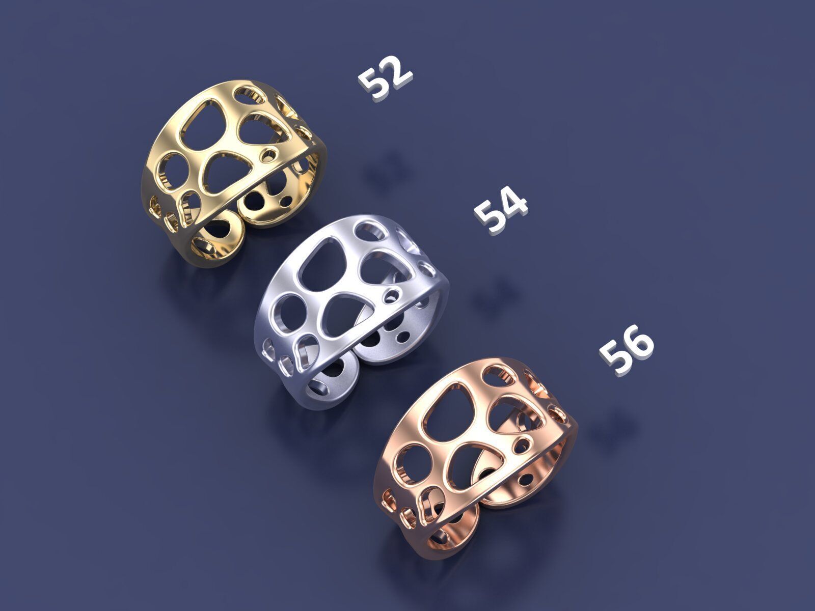 Statement Structure Rows Gold Ring CAD Design Inspired By Nature 3D print model_2