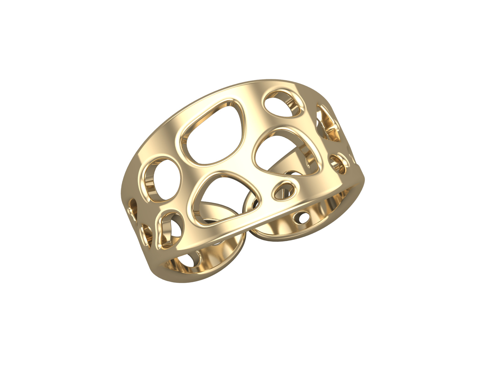 Statement Structure Rows Gold Ring CAD Design Inspired By Nature 3D print model_8