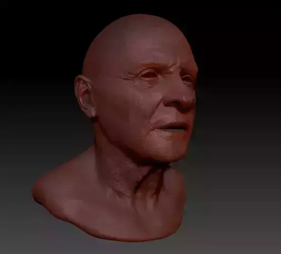 Realistic 3D Head Model Anthony Hopkins highpoly and lowpoly