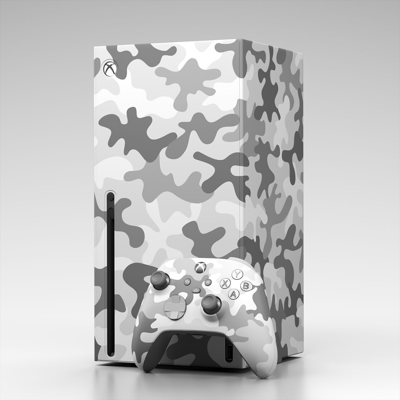 Xbox Series X Console Wrap and Controller Arctic Camo 3D model_1