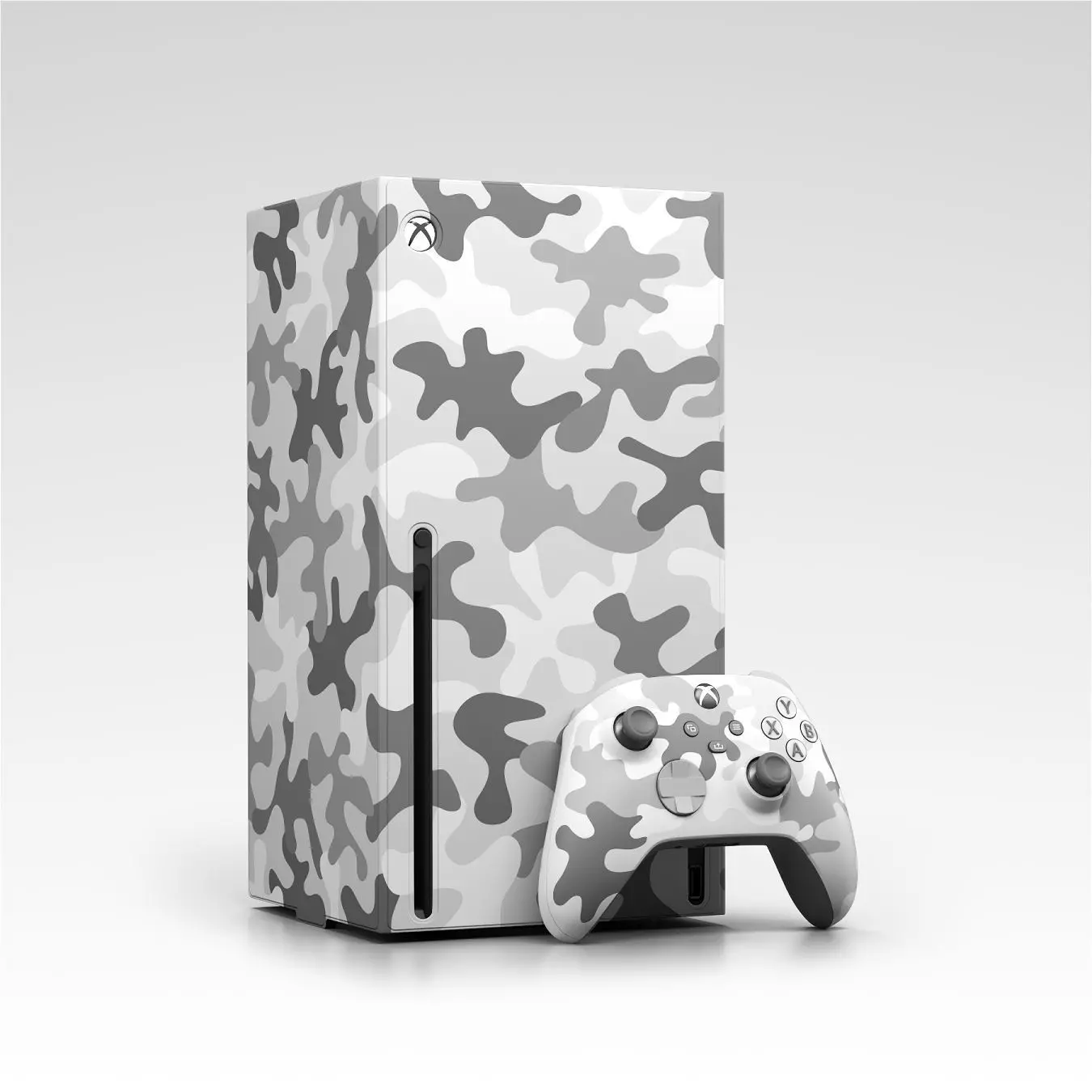 Xbox Series X Console Wrap and Controller Arctic Camo 3D model_0