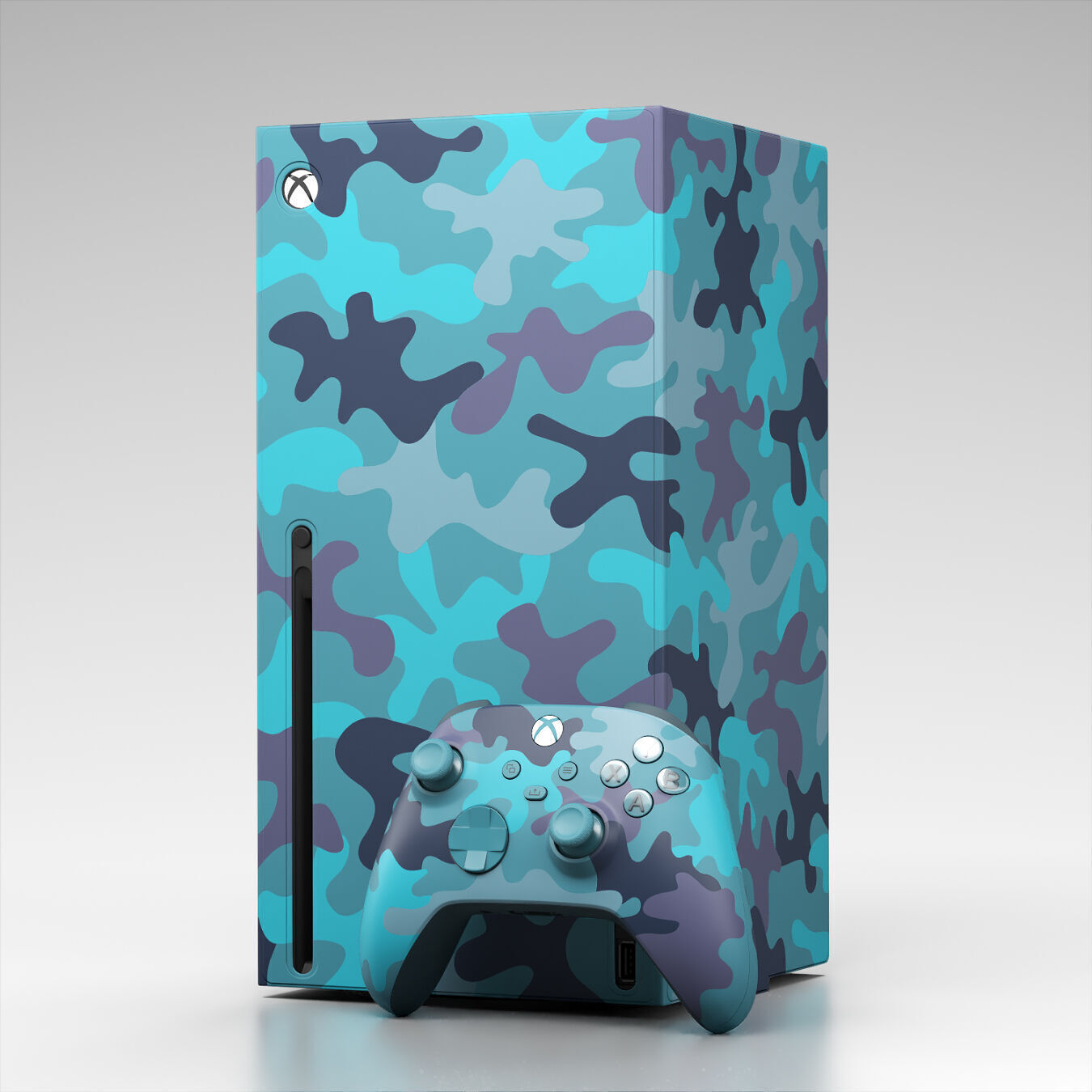 Xbox Series X Console Wrap and Controller Mineral Camo 3D model_1