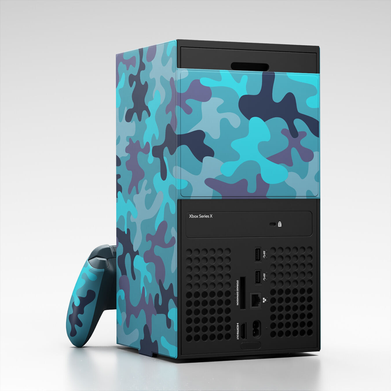 Xbox Series X Console Wrap and Controller Mineral Camo 3D model_2