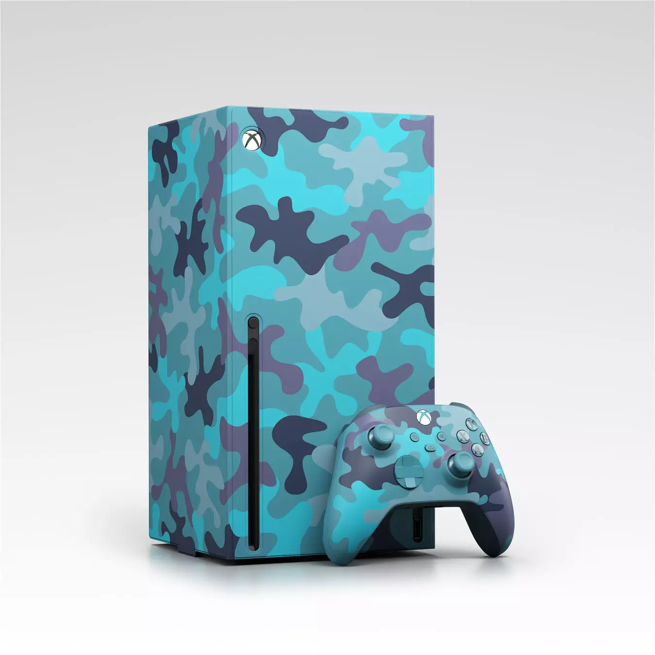 Xbox Series X Console Wrap and Controller Mineral Camo 3D model_0