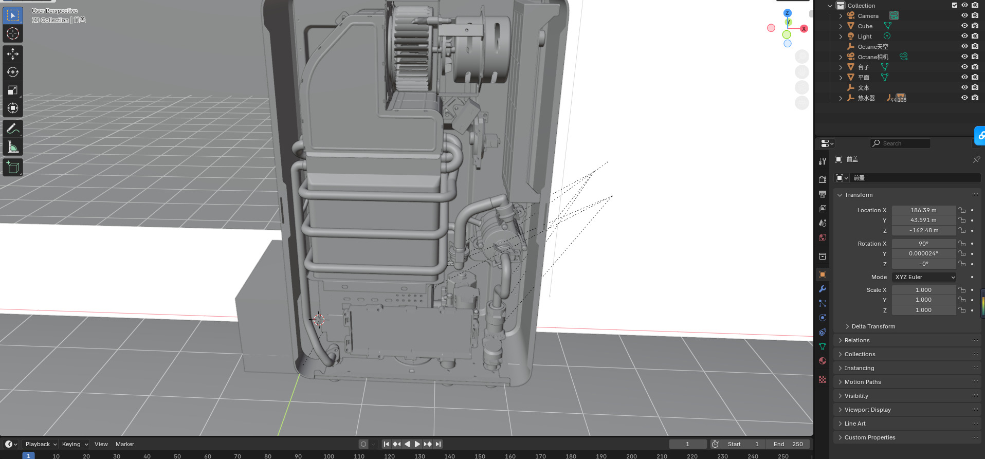 transparent cutaway  of a modern water heater Low-poly 3D model_8