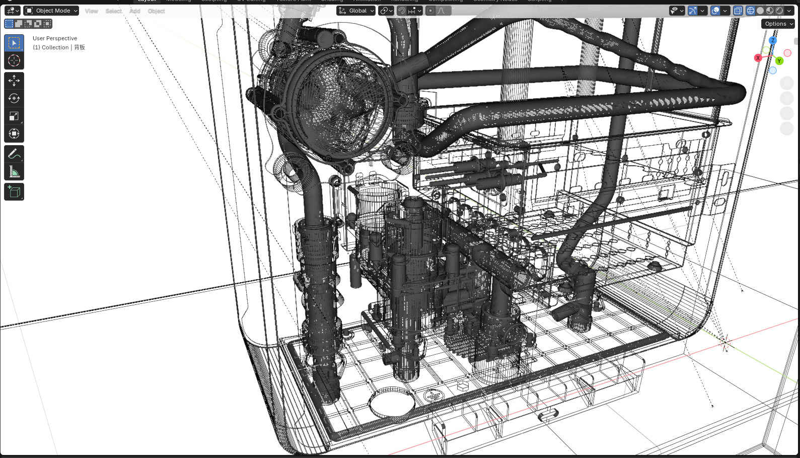 transparent cutaway  of a modern water heater Low-poly 3D model_13