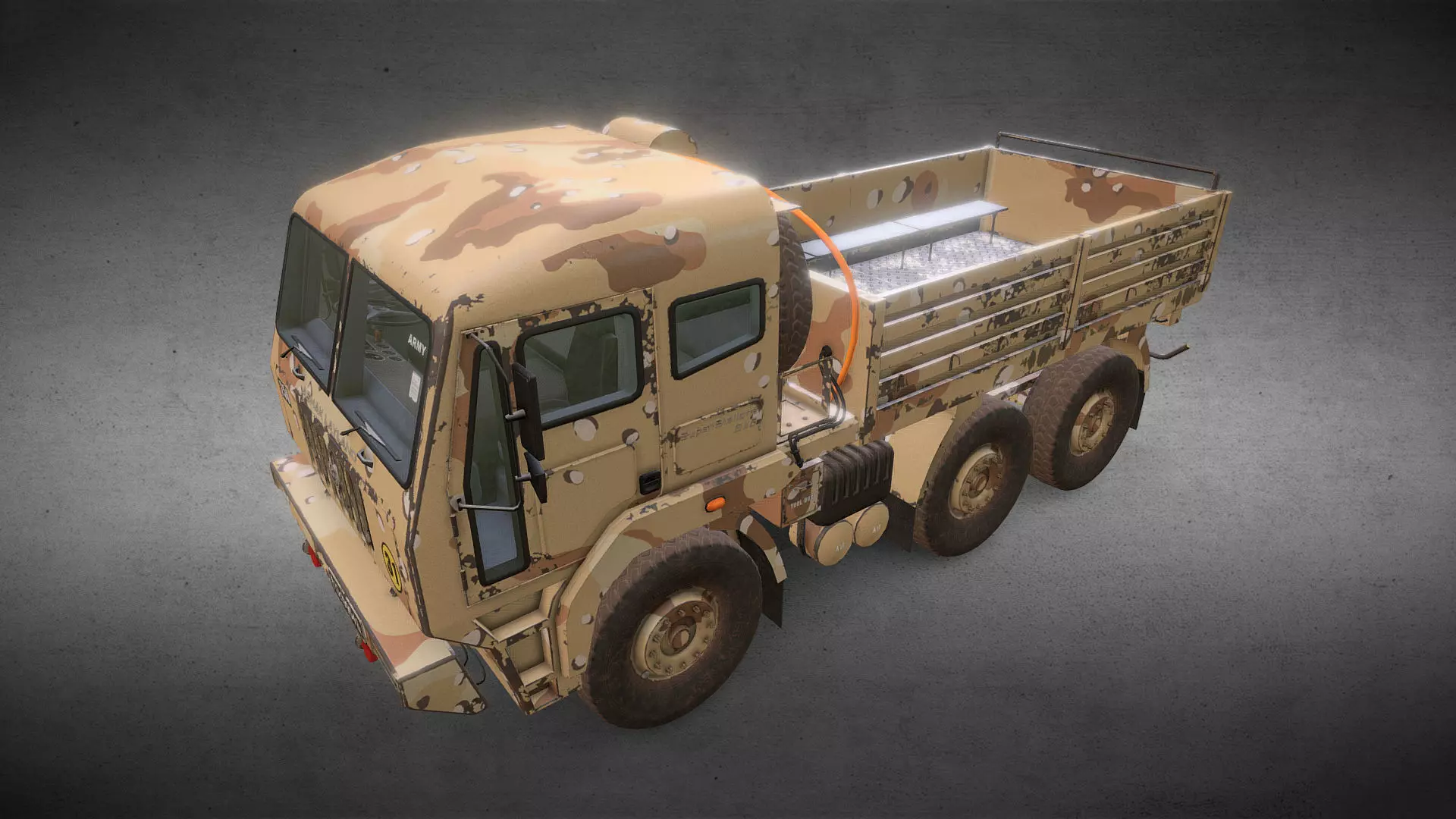 Army Truck Version 3 - No Tarp Frame Low-poly 3D model_0