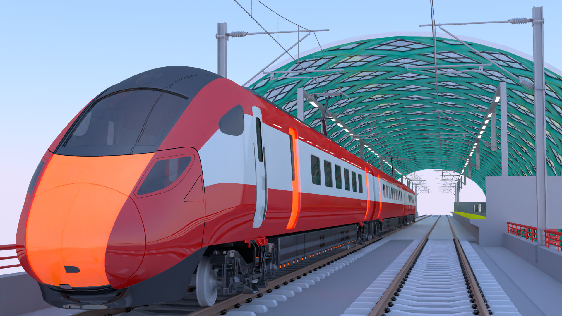 Elevated station with Azuma train 3D model_3