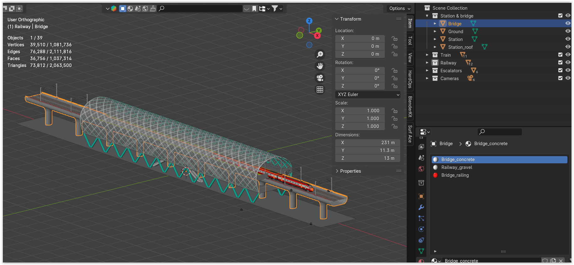 Elevated station with Azuma train 3D model_12