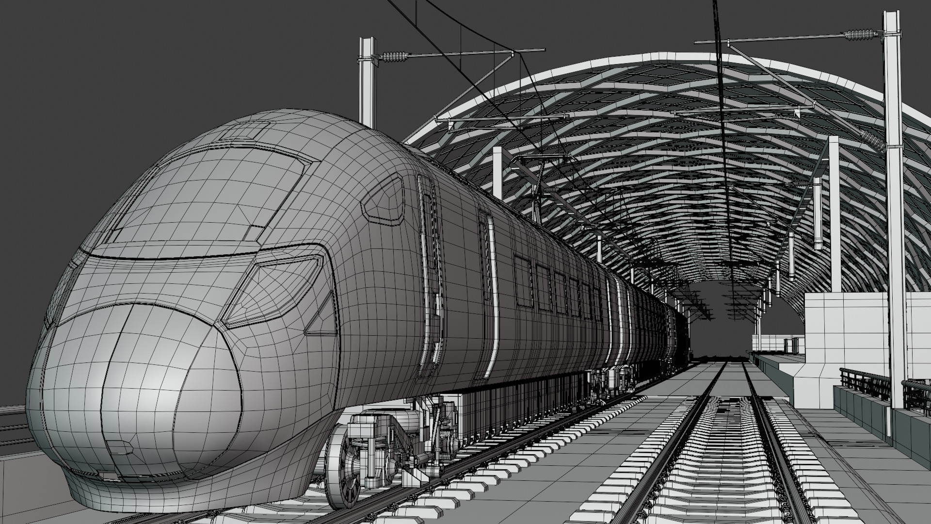 Elevated station with Azuma train 3D model_4