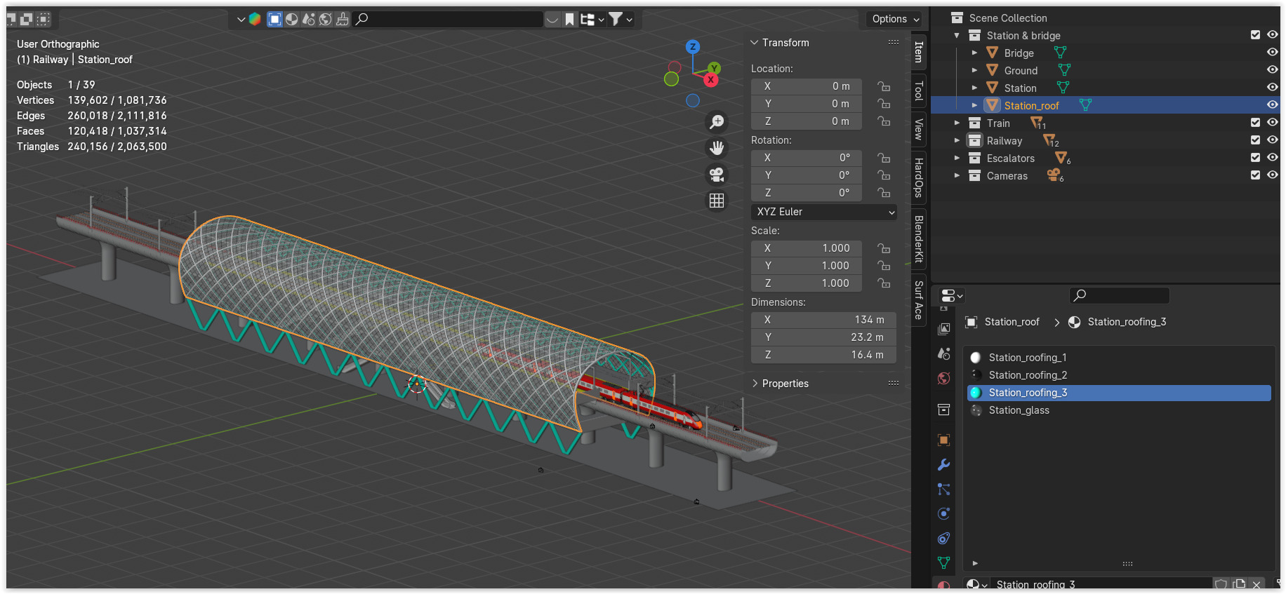 Elevated station with Azuma train 3D model_11