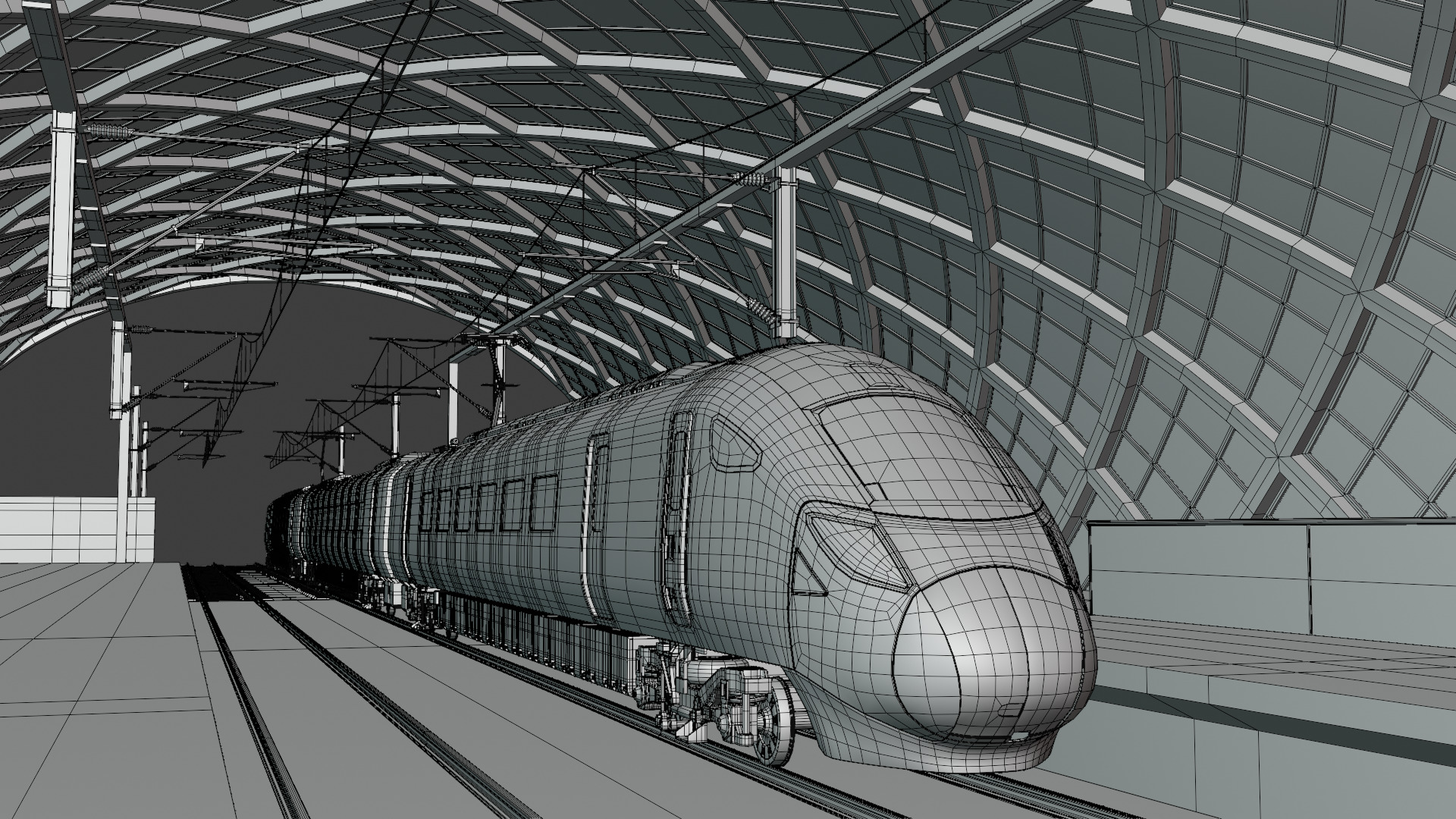 Elevated station with Azuma train 3D model_6
