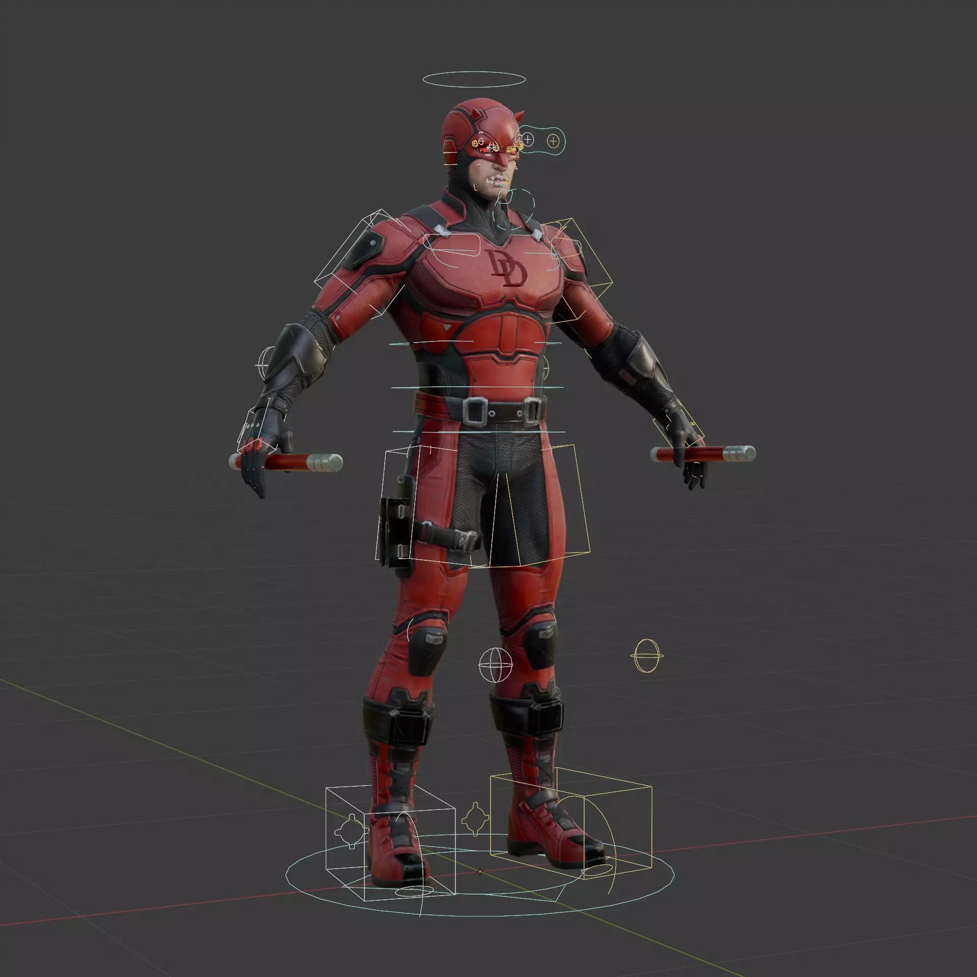 Daredevil 3D Model Born Again Fully Rigged Blender OBJ FBX Low-poly 3D model