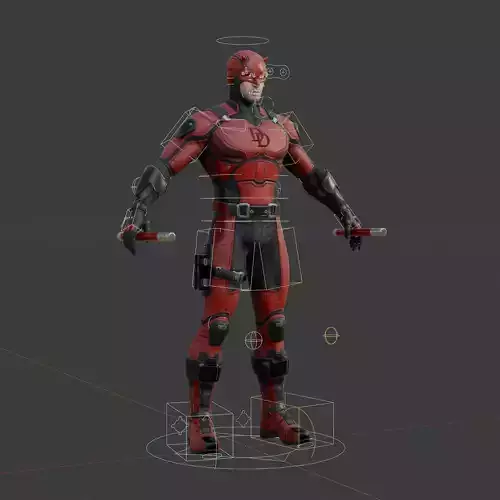 Daredevil 3D Model Born Again Fully Rigged Blender OBJ FBX