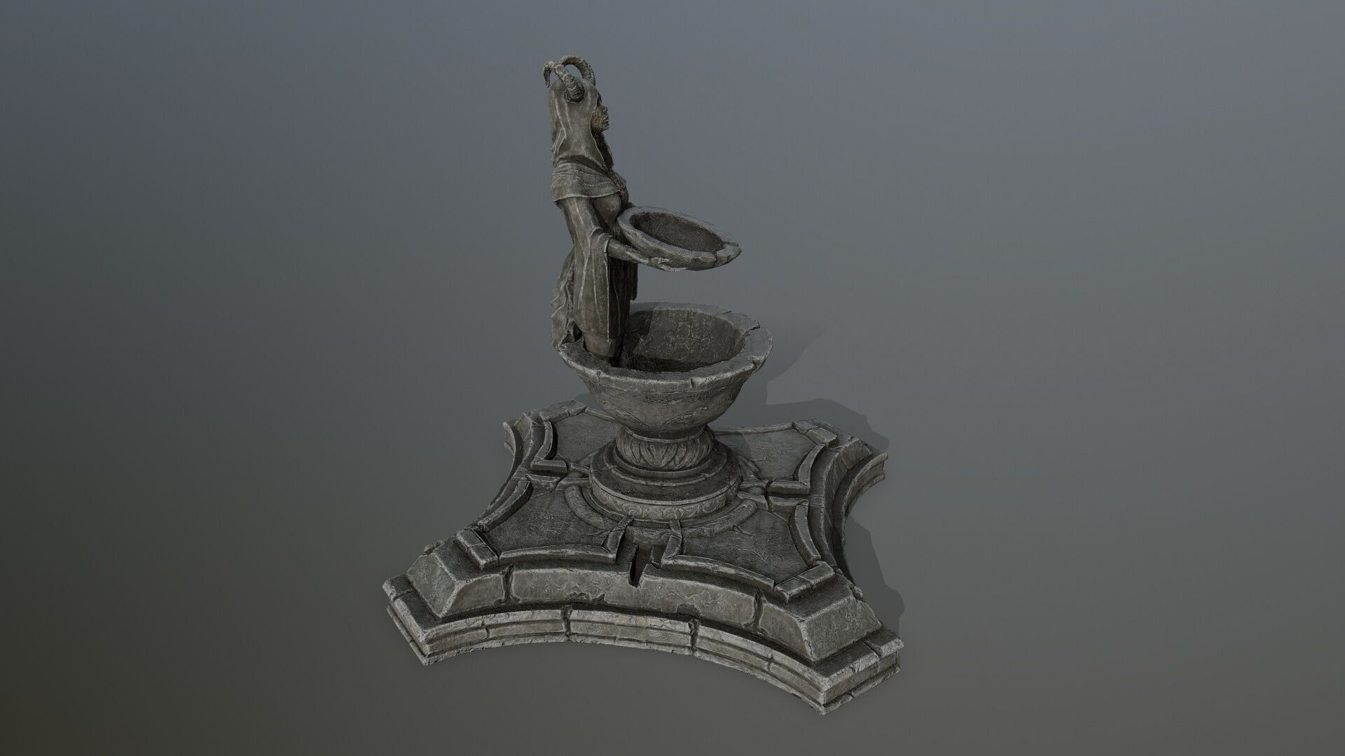 angel fountain Low-poly 3D model_12