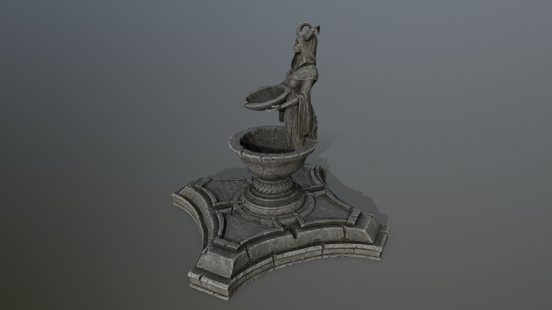 angel fountain Low-poly 3D model_7