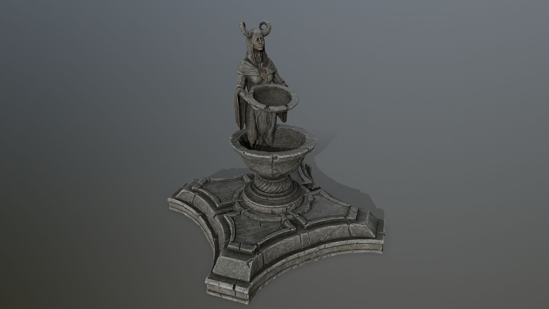 angel fountain Low-poly 3D model_13