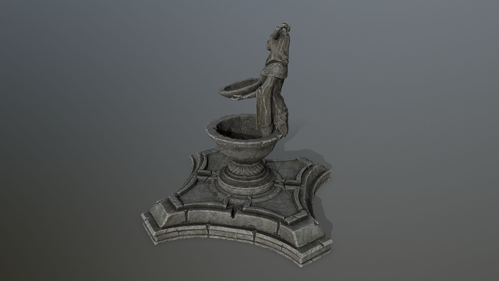 angel fountain Low-poly 3D model_8