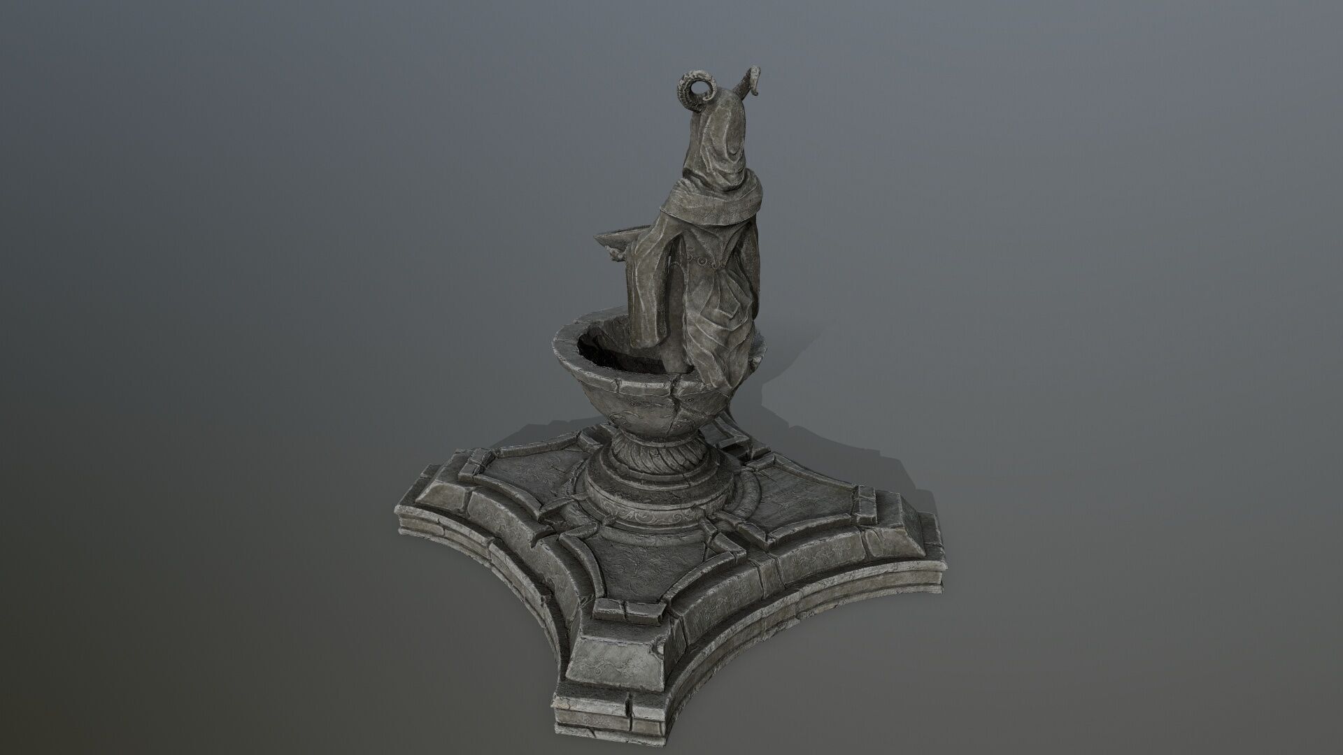 angel fountain Low-poly 3D model_9