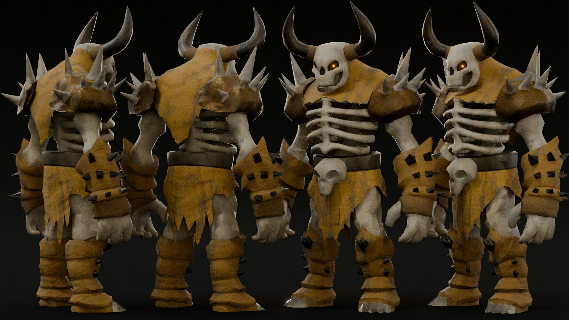human skeleton Army Pack Low-poly 3D model_3