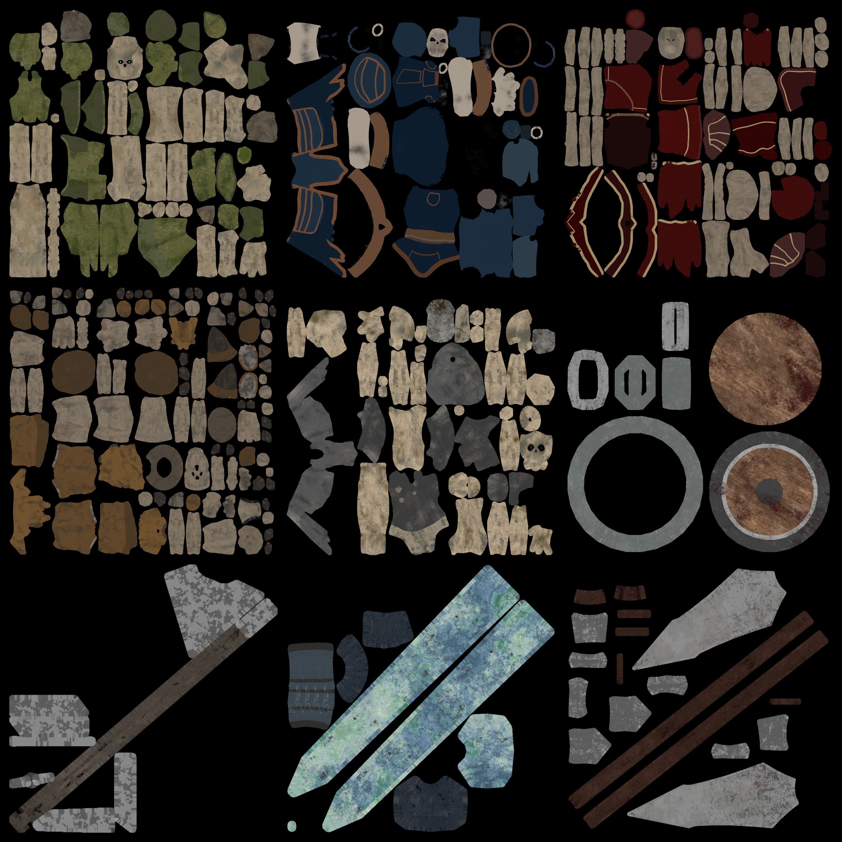 human skeleton Army Pack Low-poly 3D model_6