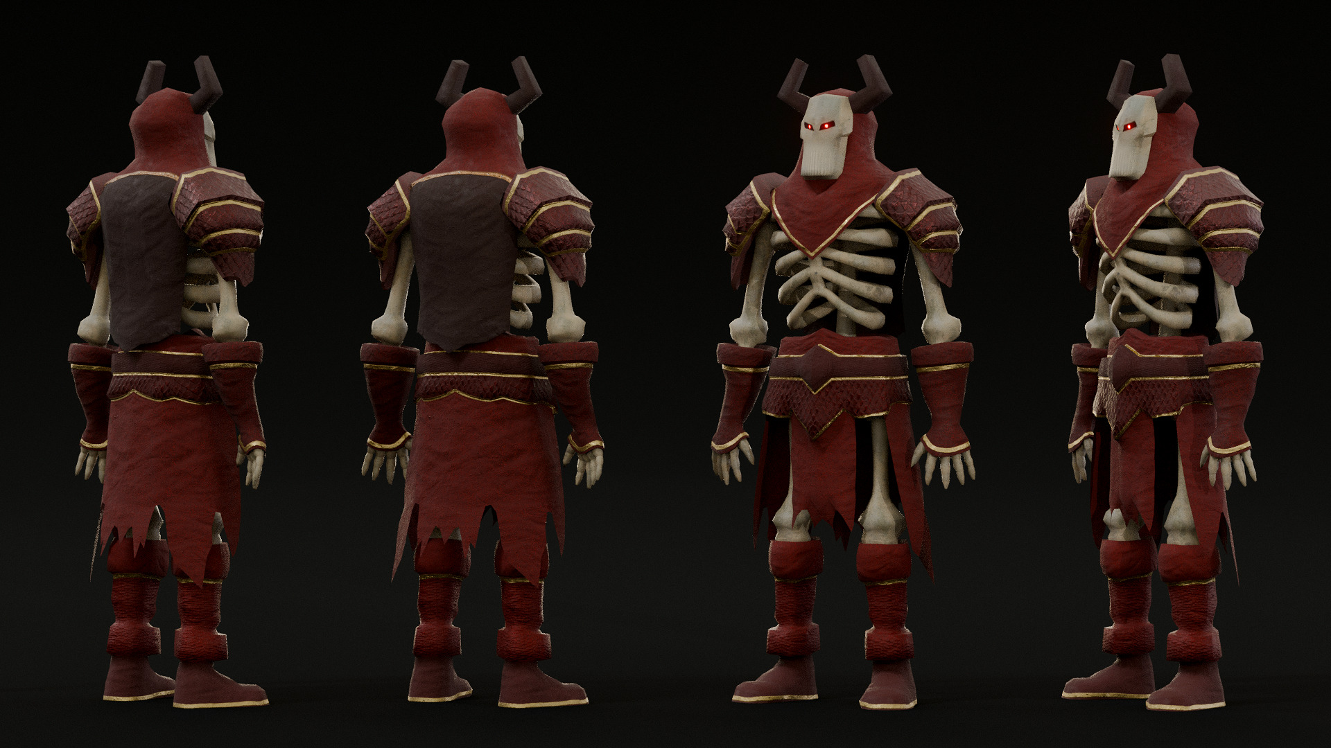 human skeleton Army Pack Low-poly 3D model_2