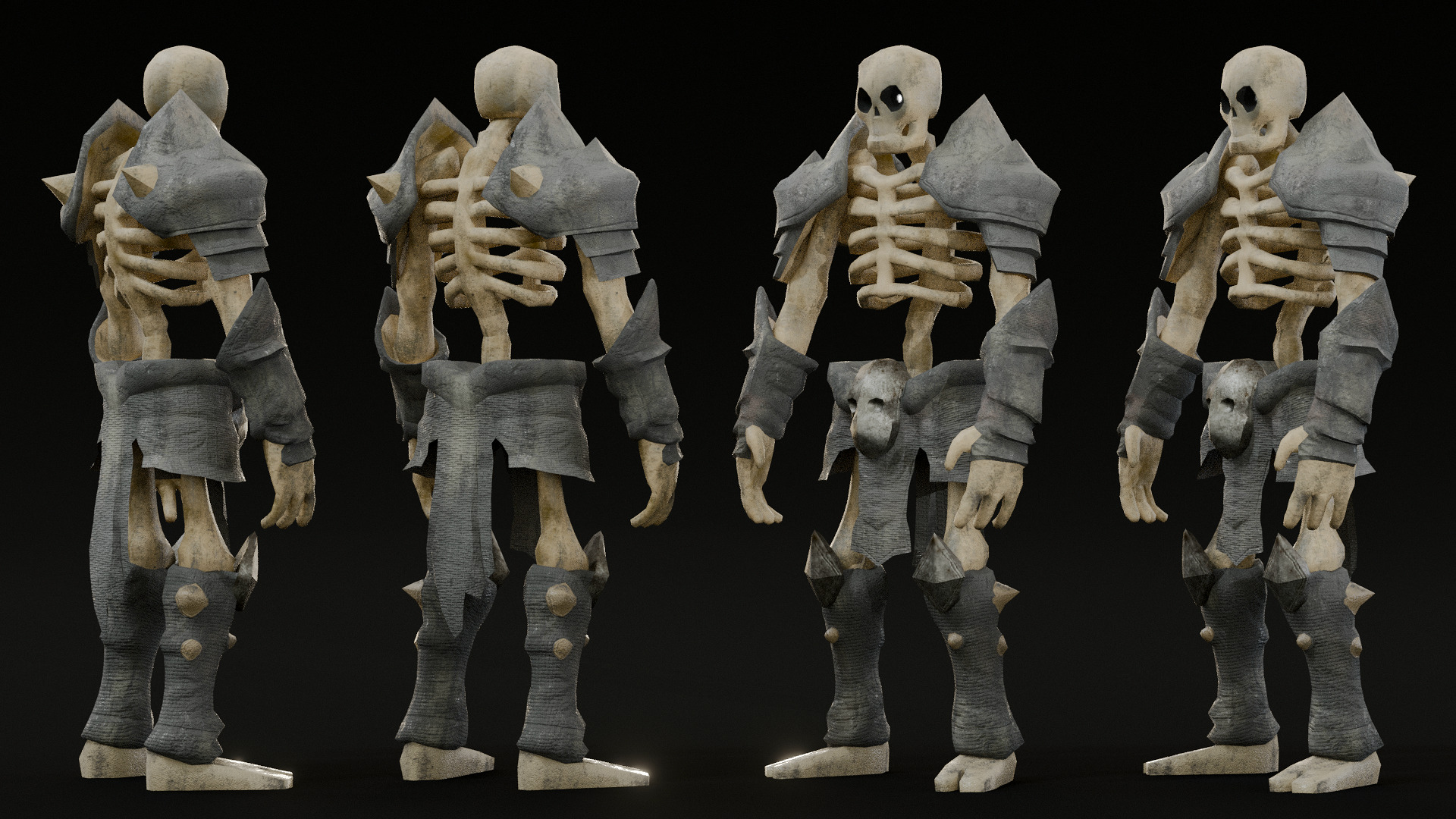human skeleton Army Pack Low-poly 3D model_4