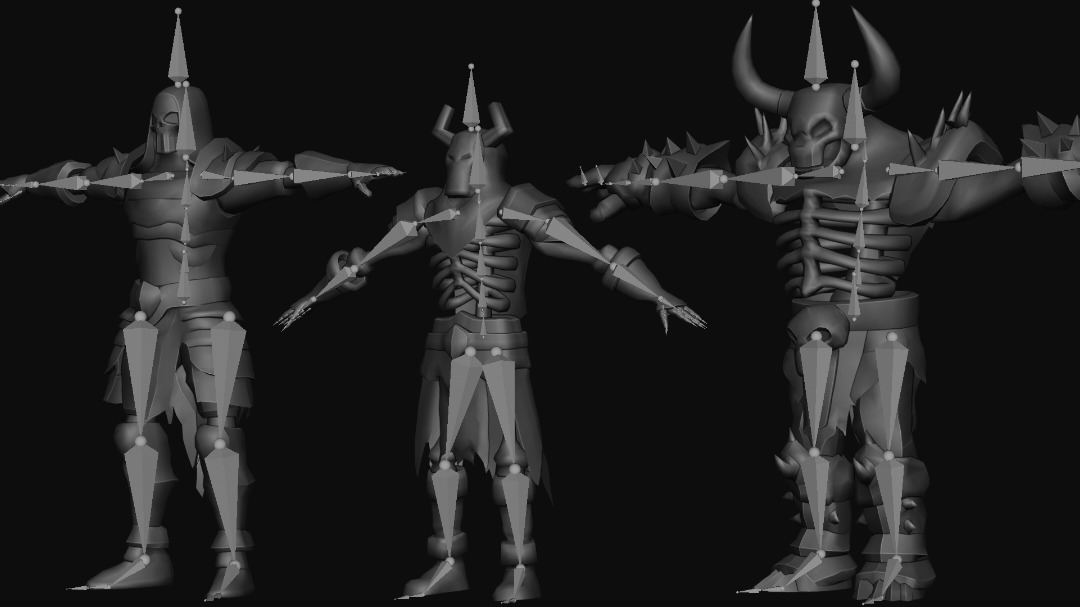 human skeleton Army Pack Low-poly 3D model_10
