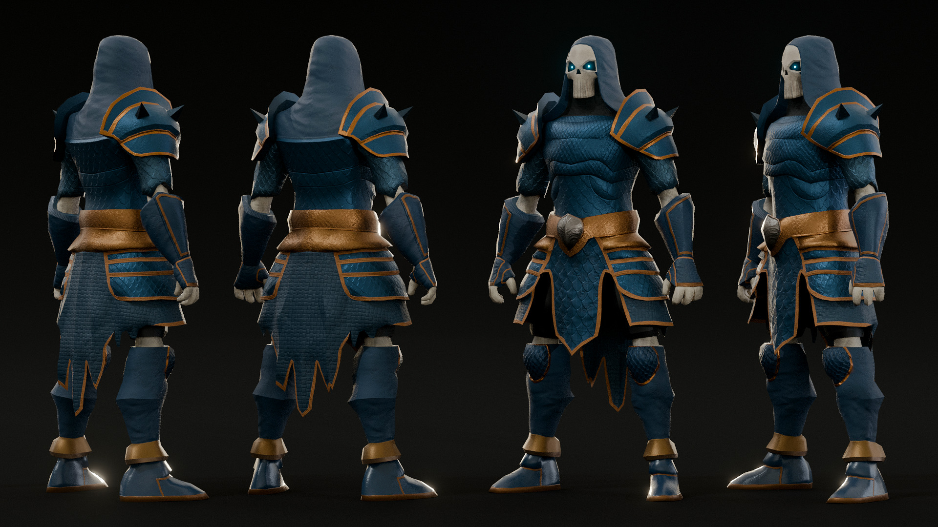 human skeleton Army Pack Low-poly 3D model_1