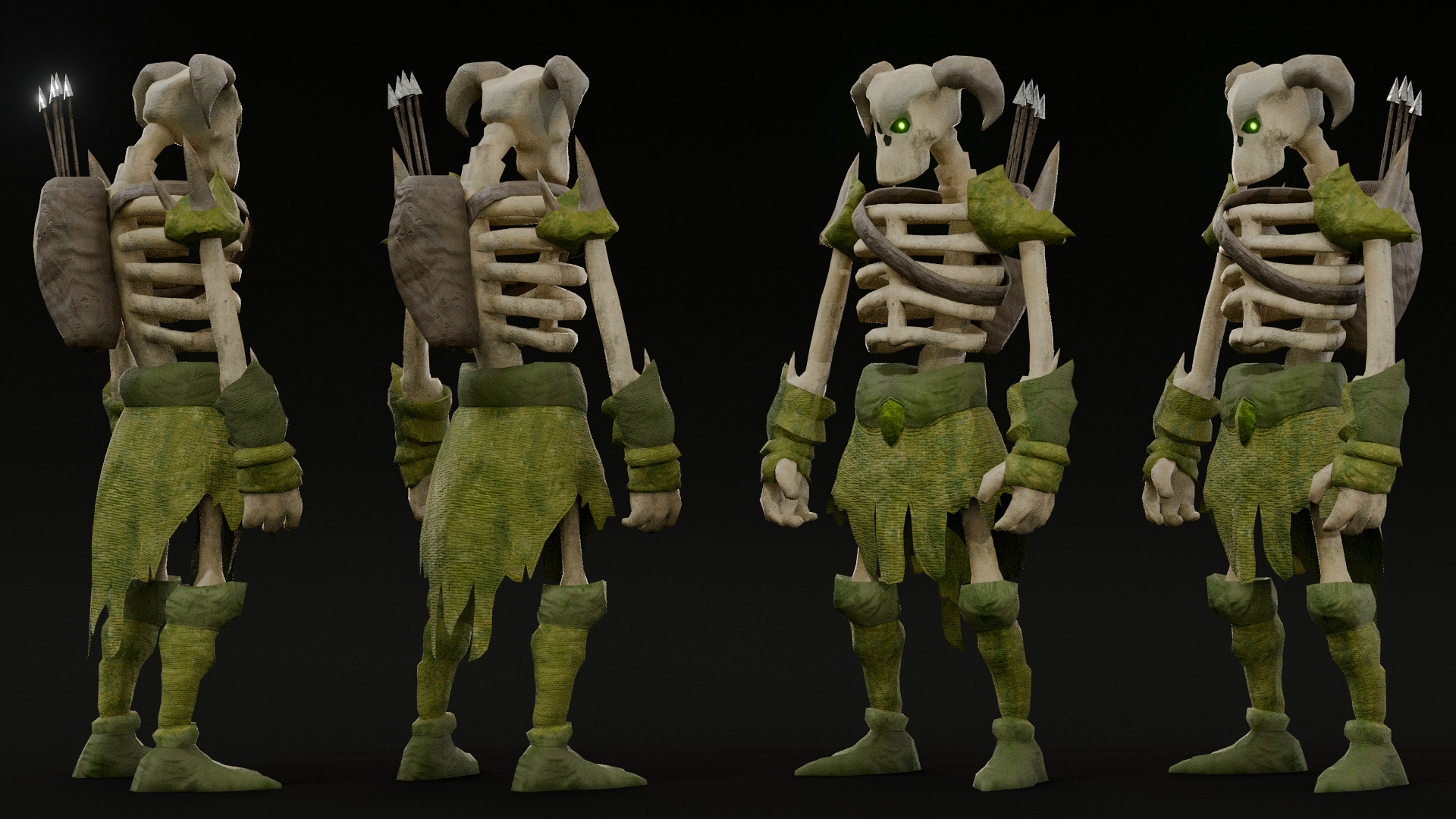 human skeleton Army Pack Low-poly 3D model_5
