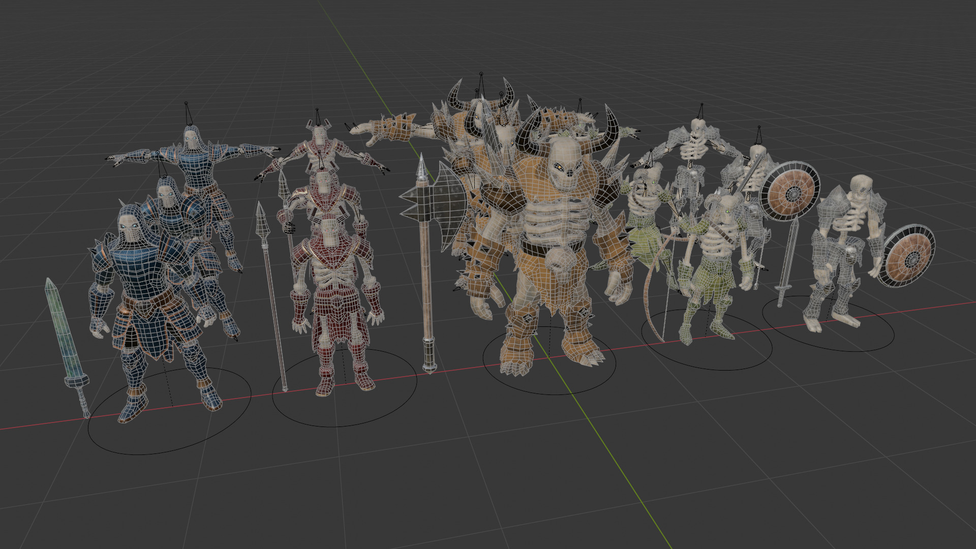 human skeleton Army Pack Low-poly 3D model_17