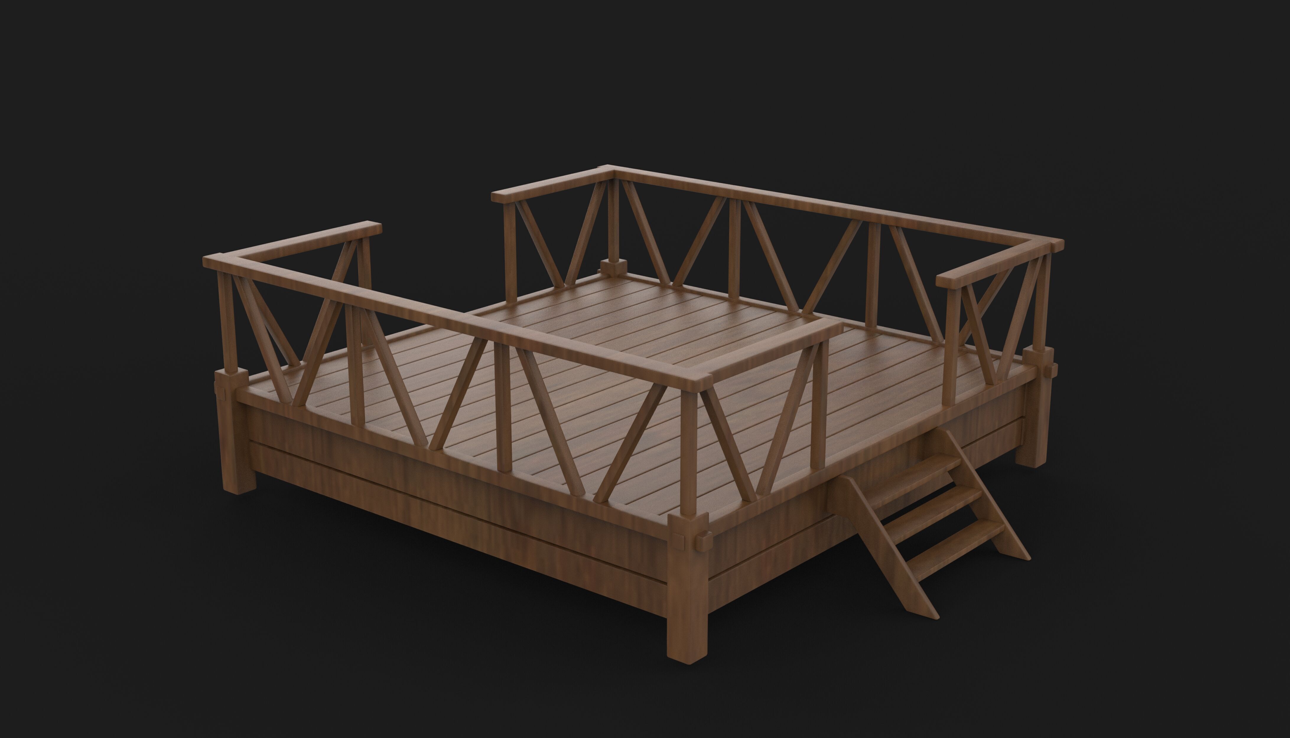 Wooden Terrace 3D model_6