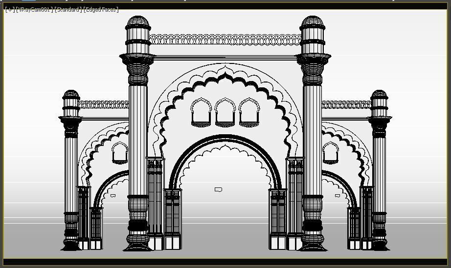 Indian Palace Entry Gate 3D model_8