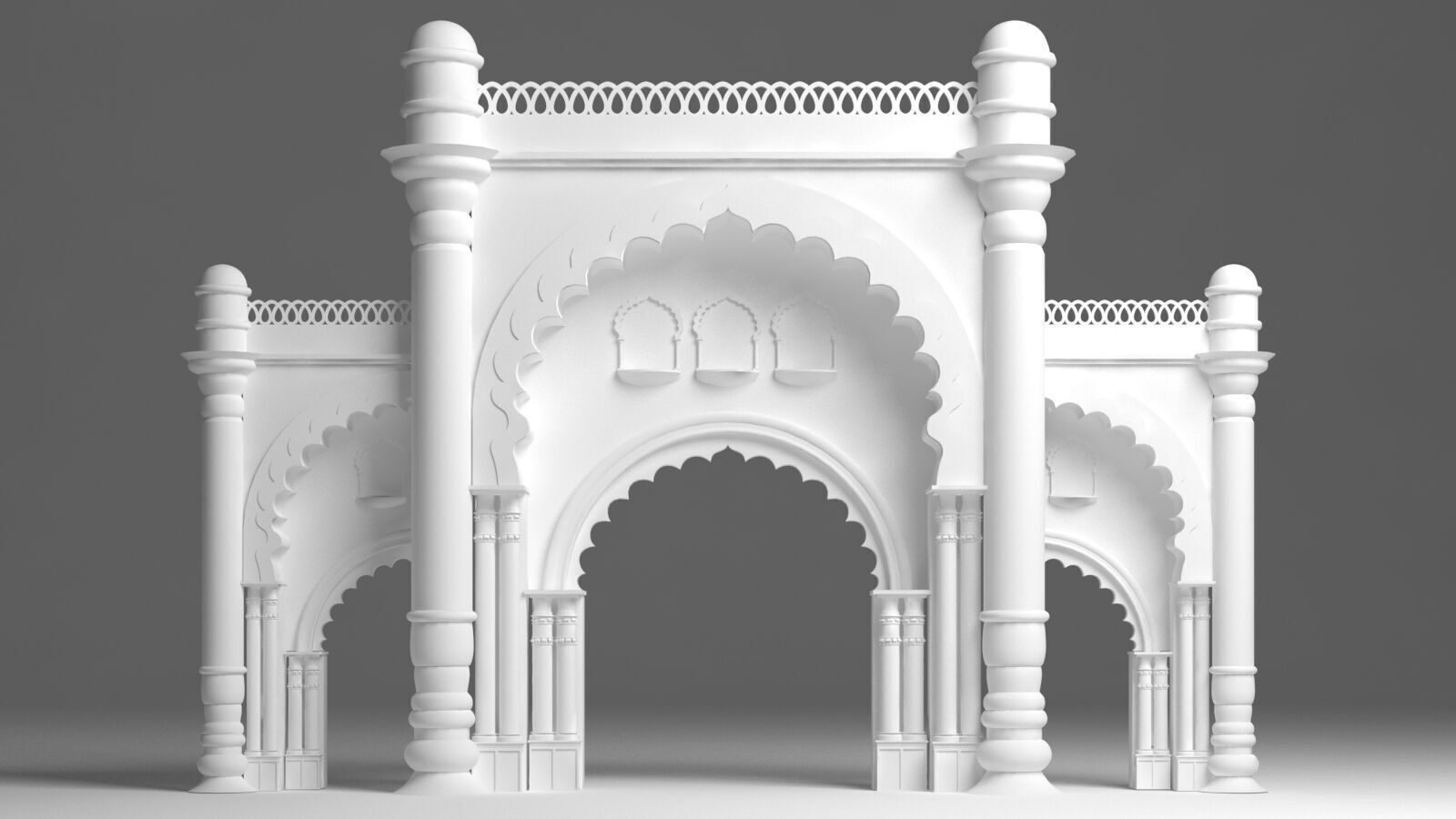 Indian Palace Entry Gate 3D model_4