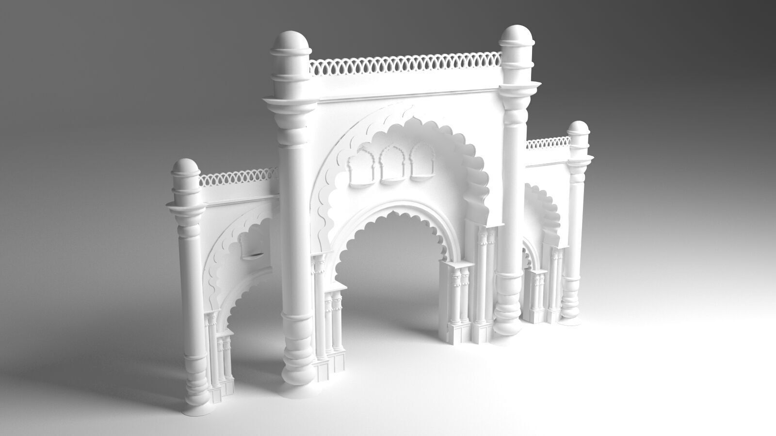 Indian Palace Entry Gate 3D model_5