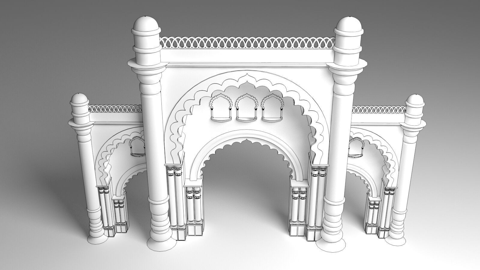 Indian Palace Entry Gate 3D model_3