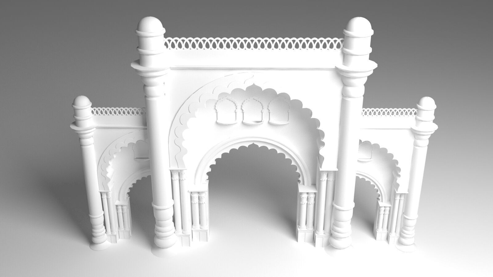 Indian Palace Entry Gate 3D model_7
