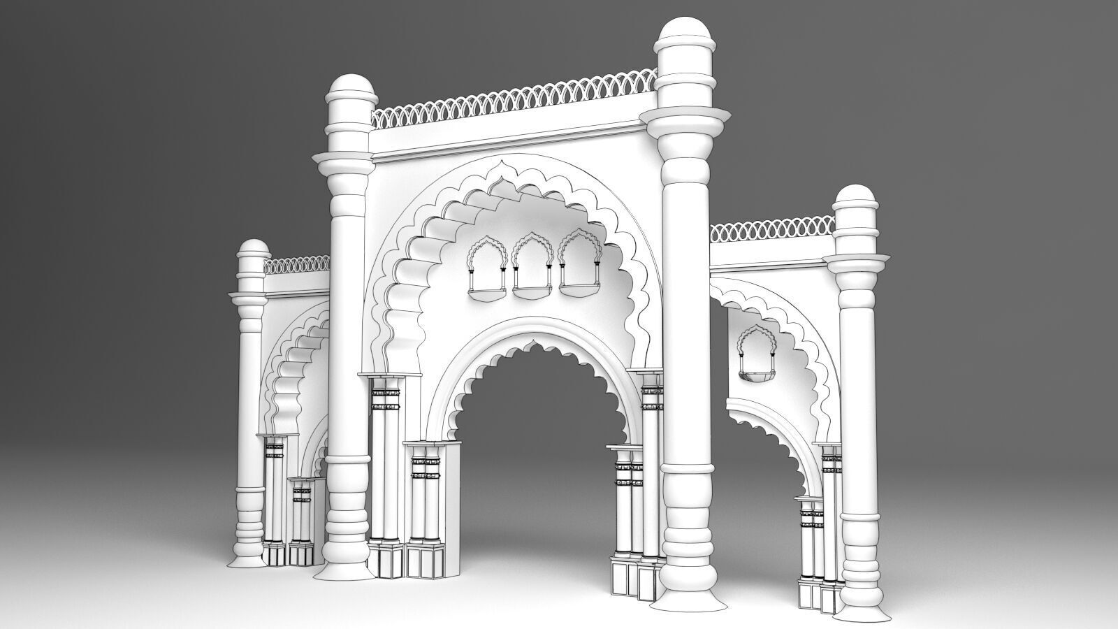 Indian Palace Entry Gate 3D model_2