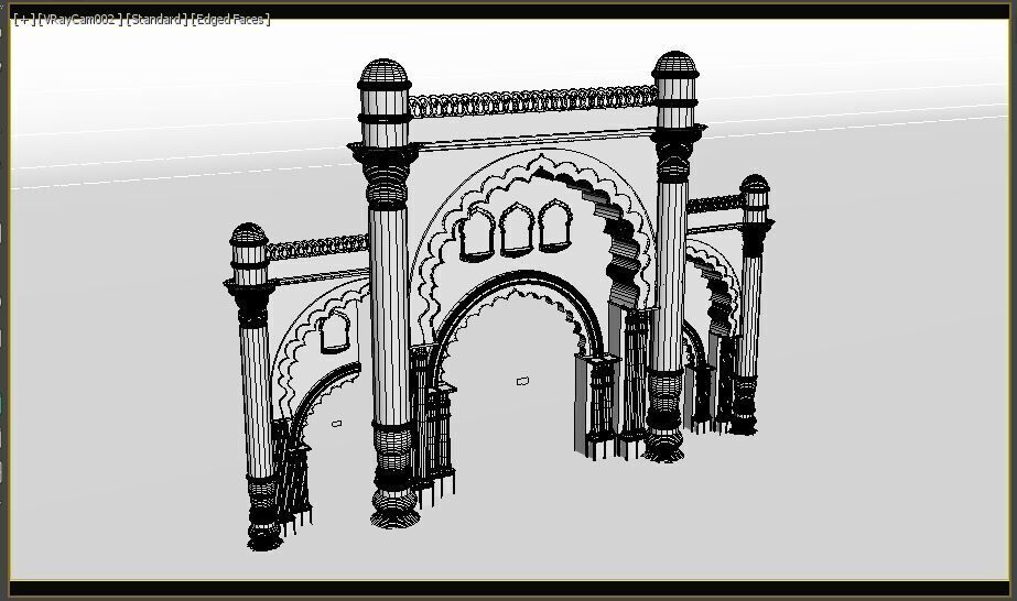 Indian Palace Entry Gate 3D model_9