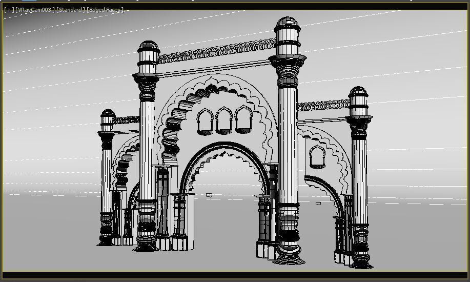 Indian Palace Entry Gate 3D model_10